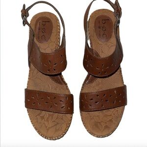 b.o.c. Tan Leather Cut-Out Sandals